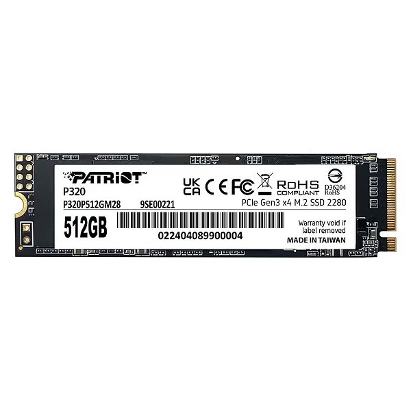 SSD 512GB Patriot P320 M.2 NVMe PCIe 3.0 3000MBs/2200MBs - P320P512GM28