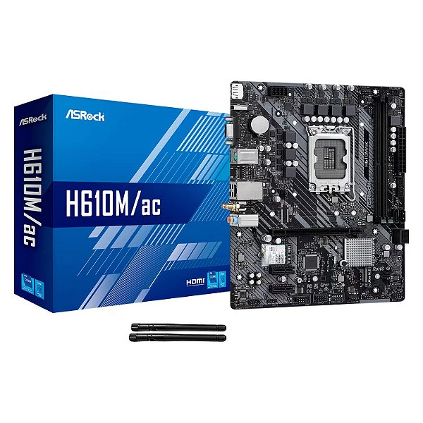 Placa Mãe Asrock H610M - ac DDR4 LGA 1700 Micro-ATX