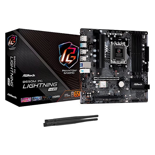Placa Mãe Asrock B650M Pg Lightning WiFi DDR5 AM5 Micro-ATX