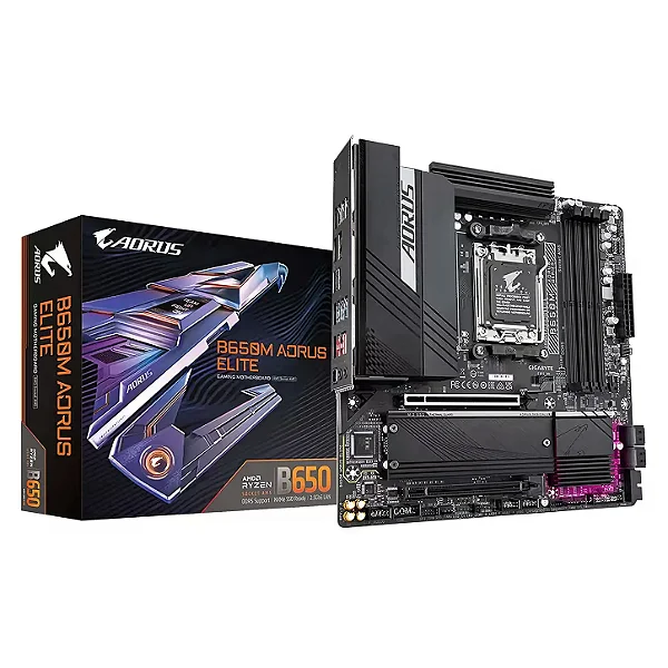 Placa Mãe Gigabyte B650M Aorus Elite AX DDR5 AM5 Micro-ATX