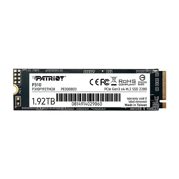 SSD 1.92TB Patriot P310 M.2 NVMe PCIe 3.0 2100MBs/1800MBs - P310P192TM28