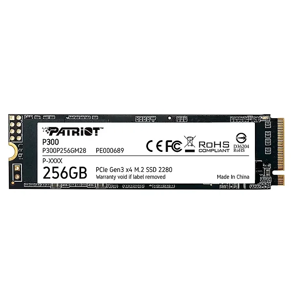 SSD 256GB Patriot P300 M.2 NVMe PCIe 3.0 2100MBs/1650MBs - P300P256GM28