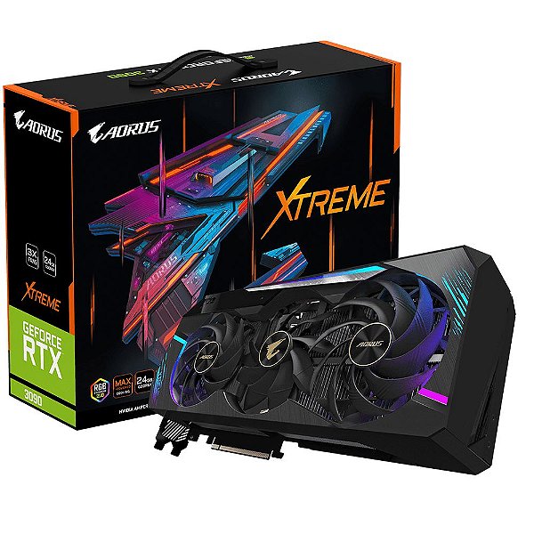 Placa de Vídeo Gigabyte AORUS GeForce RTX 3090 Xtreme 24GB GDDR6X 384 bit - GV-N3090AORUS X-24GD