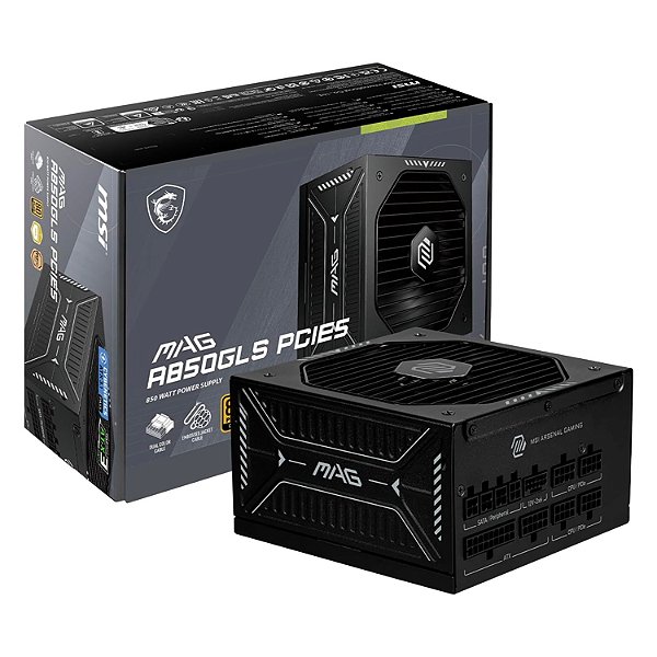 Fonte MSI MPG A850GLS PCIE5 ATX 850W 80 Plus Gold PFC Ativo Full Modular - 306-7ZPIY23-CE0