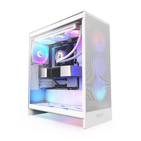 Gabinete NZXT H7 Flow RGB Mid-Tower Vidro Temperado Branco - CM-H72FW-R1