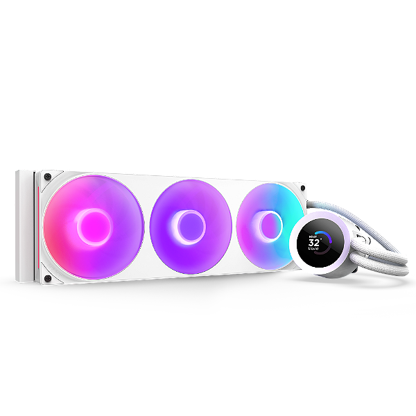 Water Cooler NZXT Kraken Plus 360 RGB LCD 1.54 Pol 360mm Branco - RL-KR360-W2