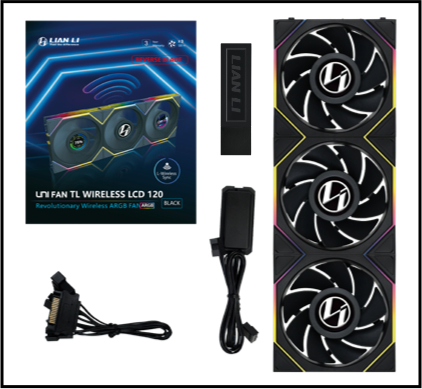 Kit 3 Fans Lian Li UNI FAN TL LCD Wireless Reverse 120mm ARGB Preto - 12RTLLCD1W3B