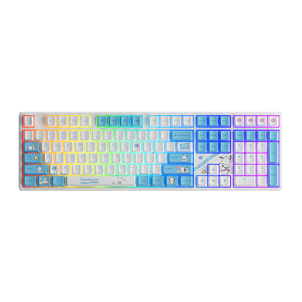 Teclado Mecânico Gamer Akko Pochacco 5108B Plus RGB Switch Akko Cream Blue V3 Pro ANSI