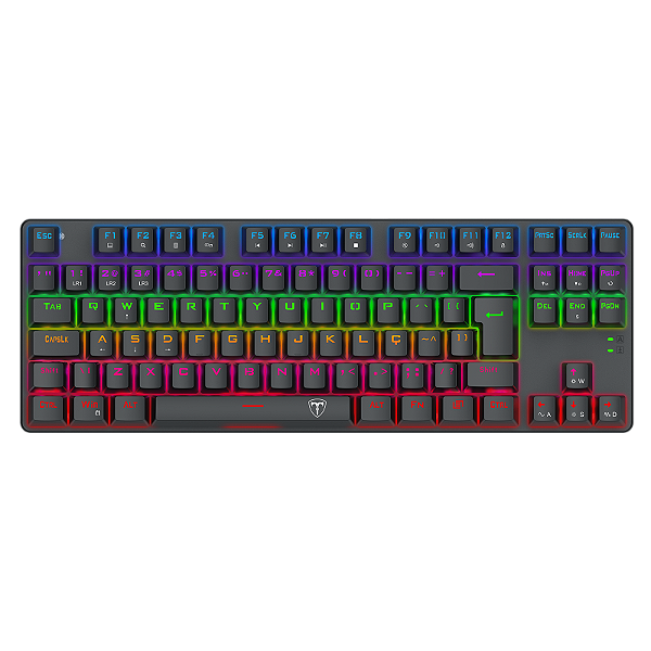 Teclado Mecânico Gamer T-Dagger Bora TKL Rainbow Preto Switch Marrom Hot-Swap ABNT2 T-TGK313-BR