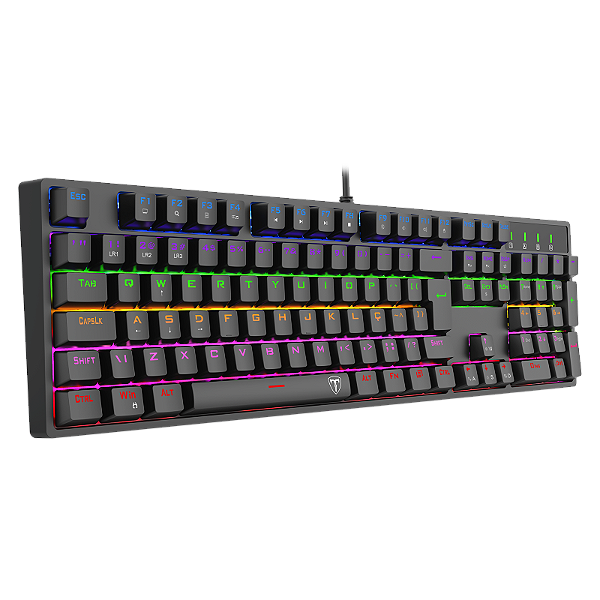 Teclado Mecânico Gamer T-Dagger Rebel Full Size Rainbow Preto Switch Marrom ABNT2 T-TGK328-BR
