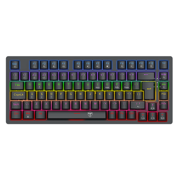 Teclado Mecânico Gamer T-Dagger Megatre 75% Rainbow Preto Switch Marrom Hot-Swap ABNT2 T-TGK326-BR
