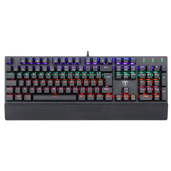 Teclado Mecânico Gamer T-Dagger Destroyer Preto Rainbow Switch Azul Full Size ABNT2 T-TGK305-BL