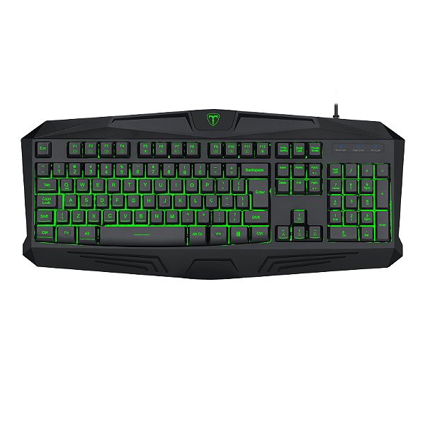 Teclado Gamer T-Dagger Minesweeping Membrana Preto Single Color LED Verde Full Size ABNT2 T-TGK103