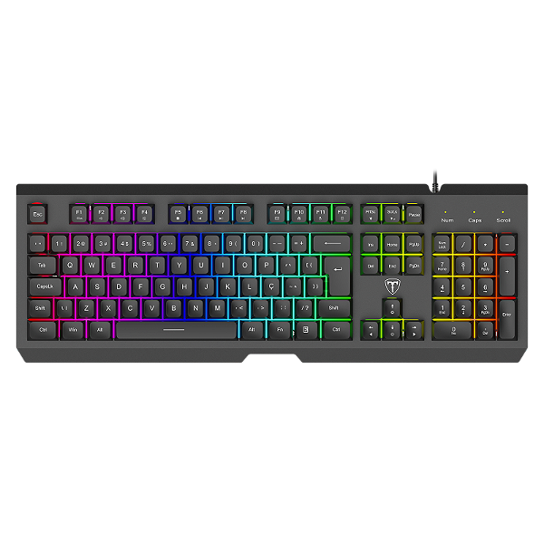 Teclado Gamer T-Dagger Nova Membrana Preto RGB Estrutura em Metal Full Size ABNT2 T-TGK110