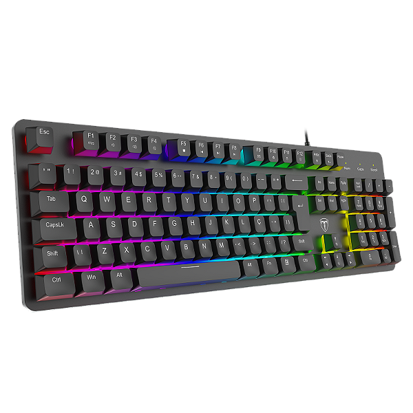 Teclado Gamer T-Dagger Echo Membrana Preto RGB Estrutura em Metal Full Size ABNT2 T-TGK109