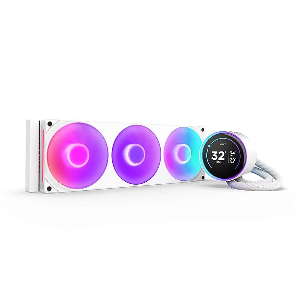 WATER COOLER NZXT KRAKEN ELITE 360 RGB COM 3 FANS BRANCO RL-KR36E-W2