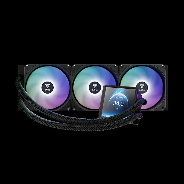 Water Cooler Gamdias Aura GL360 LCD Preto 360MM - AURA-GL360-LCD