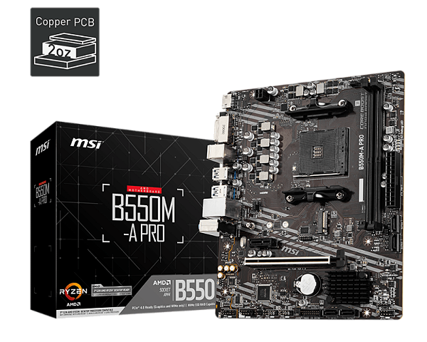 Placa Mãe MSI B550M-A PRO DDR4 AM4 M-ATX
