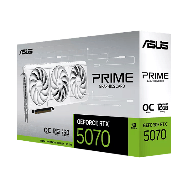 Placa de Vídeo ASUS GeForce RTX 5070 Prime OC White 12GB GDDR7 192