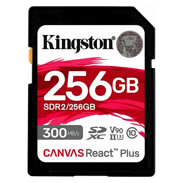 Cartão de Memória SD Kingston Canvas React Plus 256GB UHS-II 300MB/s - SDR2/256GB