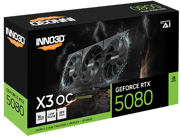 Placa de Vídeo Inno3D GeForce RTX 5080 X3 OC 16GB GDDR7 256 bit - N50803-16D7X-17603930