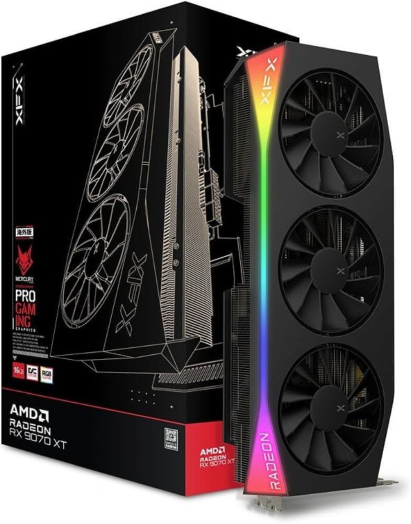 Placa de Vídeo XFX AMD Radeon RX 9070 XT OC Mercury Magnetic Air Edition 16GB GDDR6 - RX-97TMARGB9
