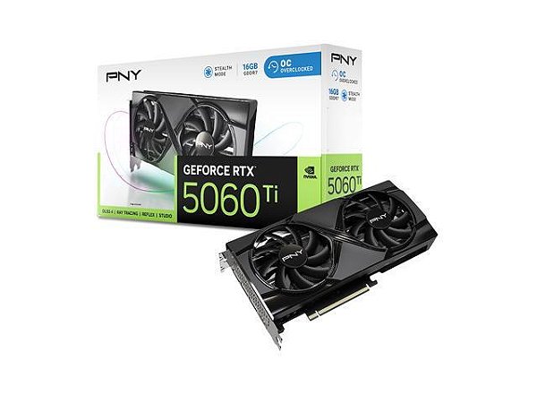 Placa de Vídeo PNY GeForce RTX 5060 Ti Dual Fan OC 16GB GDDR7 - VCG5060T16DFXPB1-O