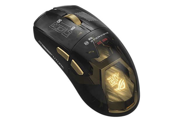 Mouse Gamer Sem Fio ASUS ROG Harpe II Extreme Edition 20 Wireless 82g Tri-Mode 65K DPI 8000Hz Gold/Black - 90MP04Q0-BMAA00