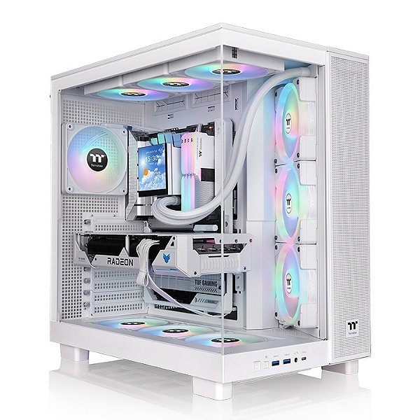 Gabinete Gamer Thermaltake View 380 XL TG ARGB Snow Mid Tower 4x 120mm ARGB - CA-11E-00M6WN-00