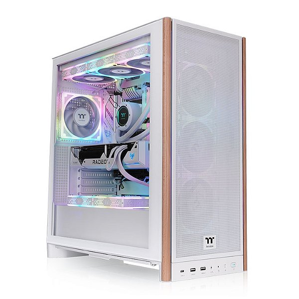 Gabinete Gamer Thermaltake S370 Wood Style TG Snow Mid Tower 4x CT120 PWM - CA-11J-00M6WN-00