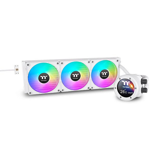 Water Cooler Thermaltake TH360 V2 Ultra EX ARGB Sync Snow Edition Branco AIO 360mm LCD 3x120mm - CL-W426-PL12SW-A