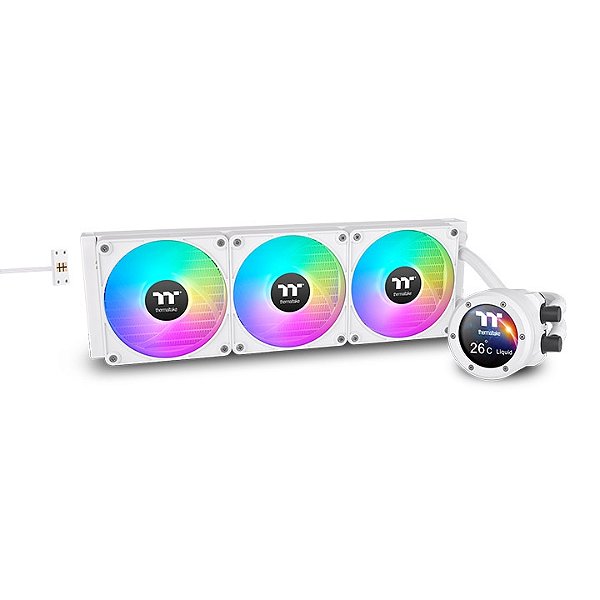 Water Cooler Thermaltake TH420 V2 Ultra EX ARGB Sync Snow Edition Branco AIO 420mm LCD 3x140mm - CL-W428-PL14SW-A