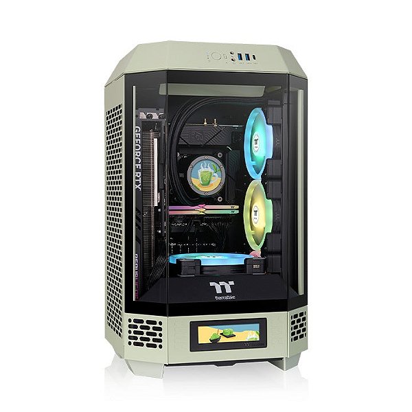 Gabinete Thermaltake The Tower 250 Mini Tower Matcha Green Vidro Temperado 2x CT120 Mini-ITX - CA-1Z9-00SEWN-00