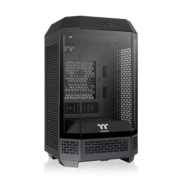 Gabinete Thermaltake The Tower 250 Preto Mini-ITX Vidro Temperado 2x CT120 - CA-1Z9-00S1WN-00