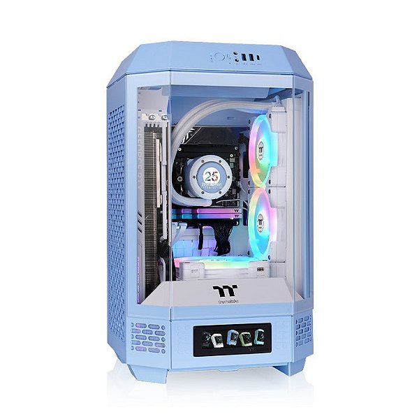 Gabinete Thermaltake The Tower 250 Mini Tower Hydrangea Blue Vidro Temperado 2x CT120 Mini-ITX - CA-1Z9-00SFWN-00