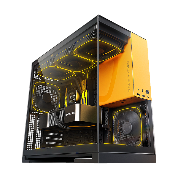Gabinete Gamer Geometric Future Model 5 Preto e Amarelo Sem Fan - GEO-M5-BY