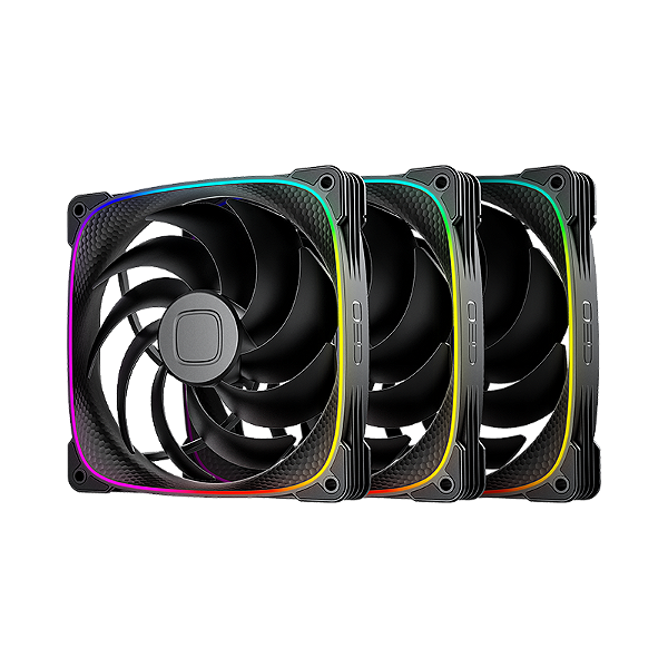 Kit 3 Fans Geometric Future Squama 2503 140mm RGB Preto - GEO-S2503B-14T