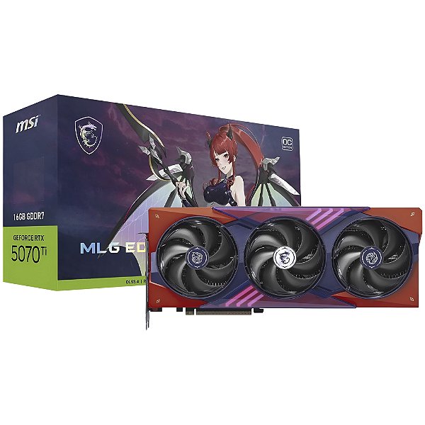 Placa de Vídeo MSI GeForce RTX 5070 Ti MLG Edition OC 16GB GDDR7 256 bits - 912-V531-602