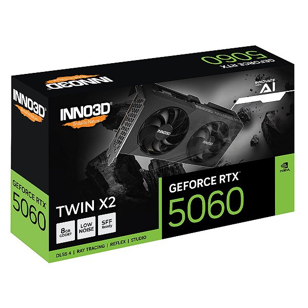 Placa de Vídeo Inno3D GeForce RTX 5060 TWIN X2 8GB GDDR7 128 bit - N50602-08D7-195071N