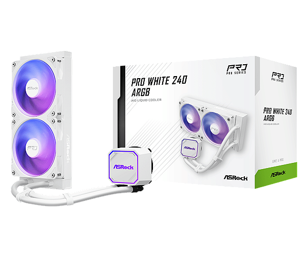 Water Cooler ASRock Pro 240 White ARGB 240mm - Branco