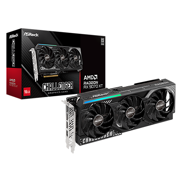 Placa de Vídeo ASRock AMD Radeon RX 9070 XT Challenger 16GB GDDR6 256-bit - 90-GA61ZZ-00UANF