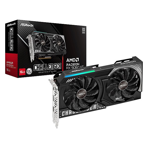 Placa de Vídeo ASRock AMD Radeon RX 9060 XT Challenger OC 16GB GDDR6 128-bit - 90-GA5QZZ-00UANF