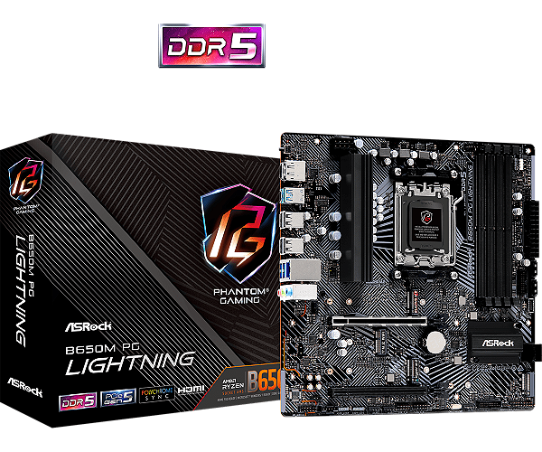 Placa Mãe Asrock B650M PG Lightning DDR5 AM5 Micro-ATX