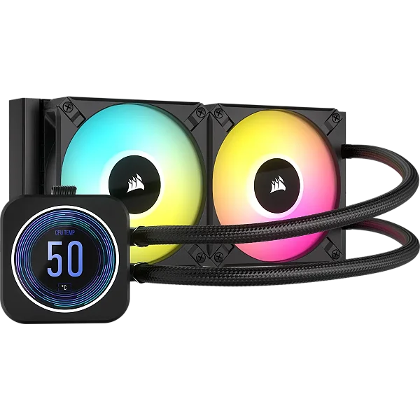 Water Cooler Corsair iCUE H100i Elite LCD XT 240mm RGB Preto - CW-9060074-WW