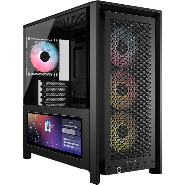 Gabinete Gamer Corsair FRAME 4000D LCD RS ARGB com Tela XENEON EDGE 14,5" e 4 Fans Preto - CC-9011326-WW