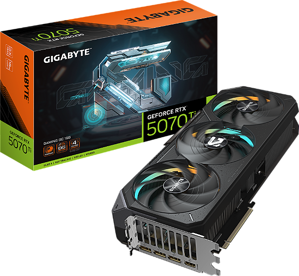 Placa de Vídeo Gigabyte GeForce RTX 5070 Ti Gaming OC 16GB GDDR7 256 bit - GV-N507TGAMING-OC-16GD