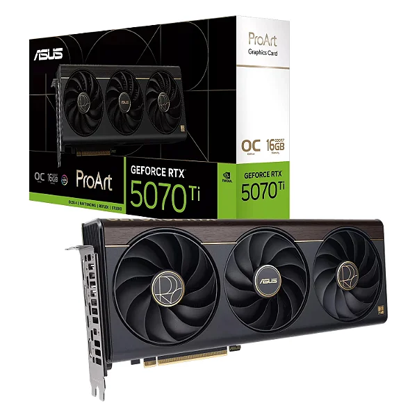Placa de Vídeo ASUS GeForce RTX 5070 Ti ProArt OC 16GB GDDR7 256 bit - PROART-RTX5070TI-O16G