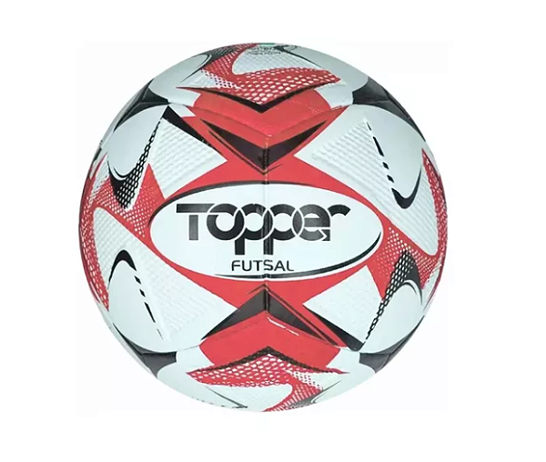 Bola Futsal Topper Slick Colorful Techfusion Profissional Branca e Vermelha