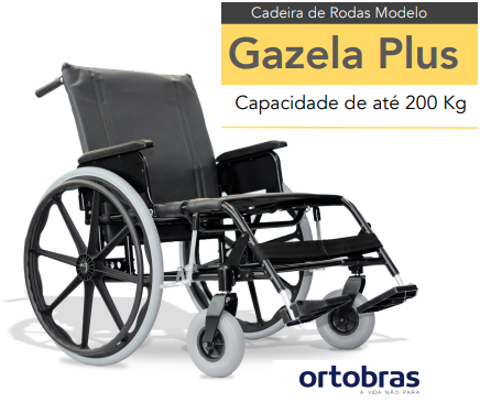 Cadeira de rodas Gazela Obeso (250 kg) Ortobras