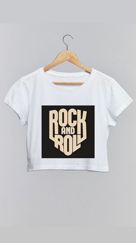 Cropped ROCK AND ROLL - 100% algodão branco